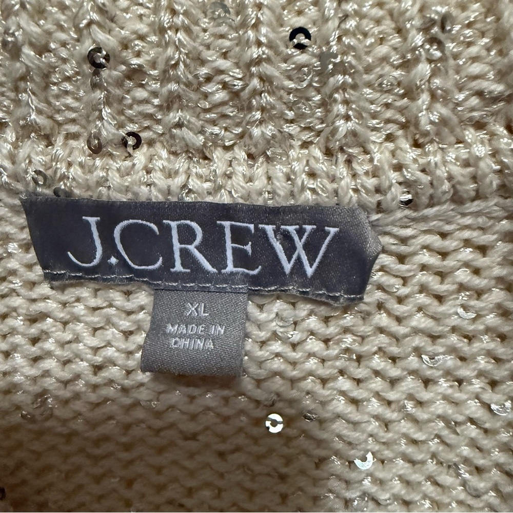 J.Crew Natural Sequin Polo Pullover Sweater XL - Picture 10 of 10